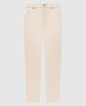 Brunello Cucinelli Бежевые джинсы с логотипом патча M277PX1290