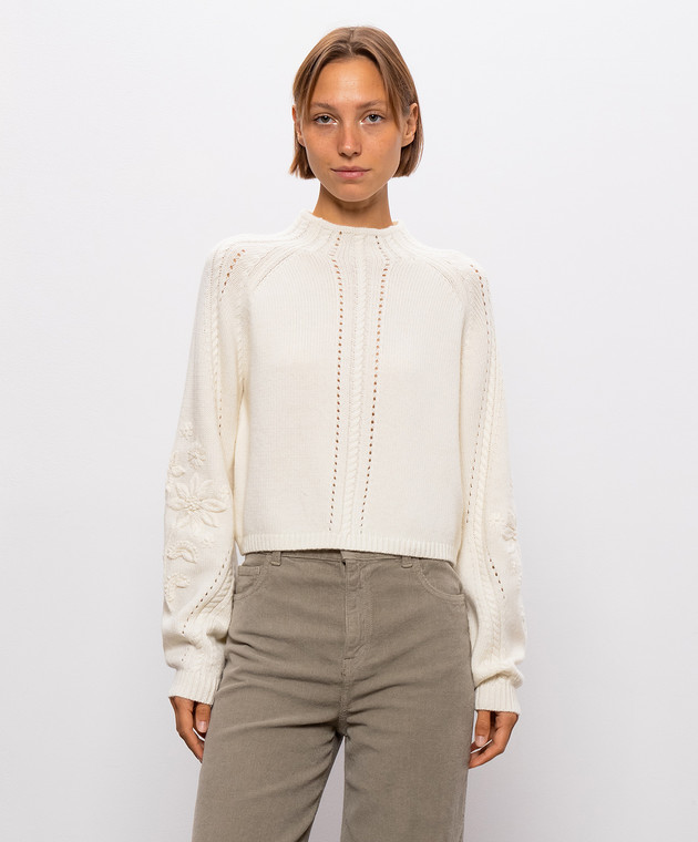 Twinset Свитер цвета айвори с шерстью 262TT3180 изображение 3