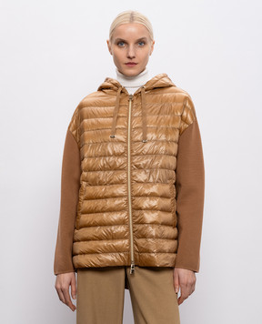 Herno Коричнева комбінована куртка з капюшоном MP000156D72098