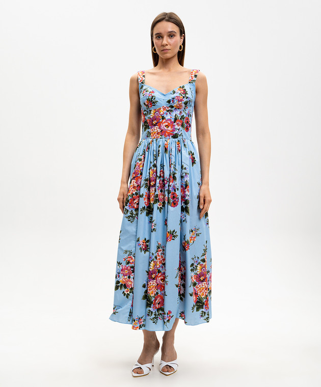 Dolce&Gabbana Блакитна сукня в квітковий принт F6TTHTHS5UU зображення 3