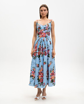 Dolce&Gabbana Блакитна сукня в квітковий принт F6TTHTHS5UU