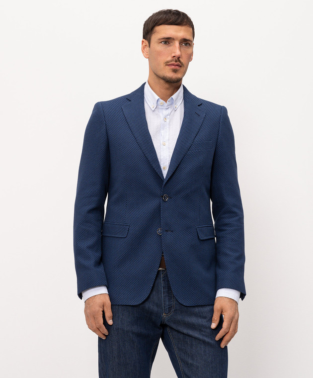 Florentino Синий пиджак с льном 126933610302 изображение 3