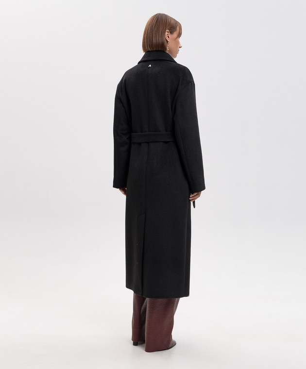 Twinset Черное двубортное пальто с шерстью 262AP2140 изображение 4
