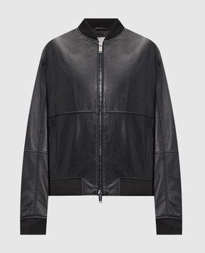 Iceberg Чорний шкіряний бомбер з брендовою нашивкою ZO116805