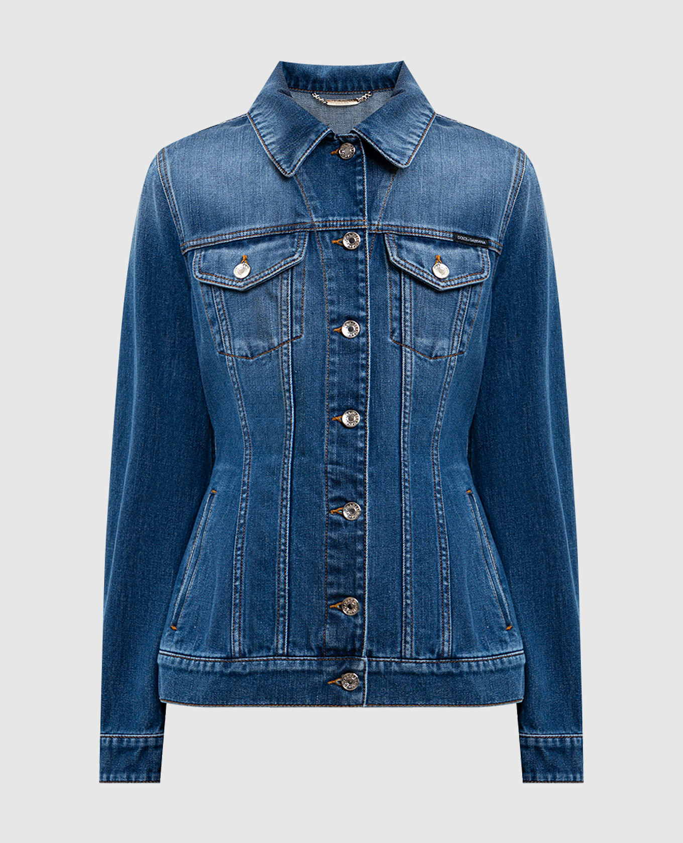 Синя джинсова куртка з ефектом потертості