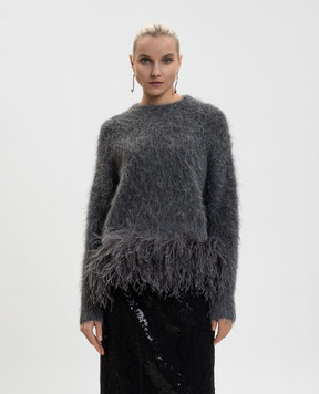 16Arlington Серый свитер Dovico с шерстью альпаки и перьями K126SS2602
