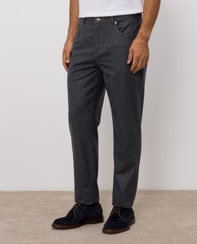 Brunello Cucinelli Серые брюки из шерсти M038PF1012