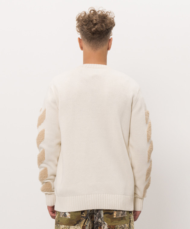 Off-White Светр кольору айворі з вовною 44MHE087F26K002 зображення 4