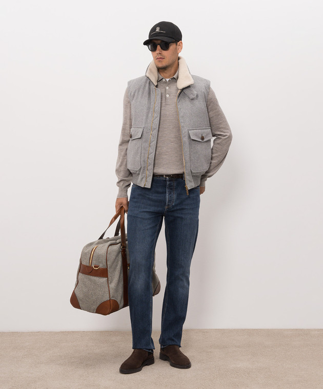 Brunello Cucinelli Меланжевое поло серого цвета из шерсти и кашемира M2400295 изображение 2