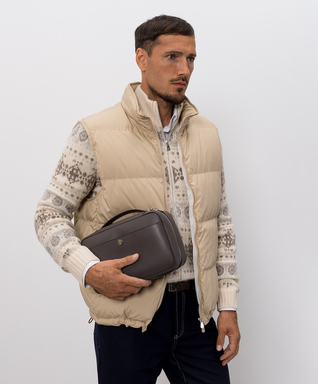 Brunello Cucinelli Коричнева шкіряна сумка Travel MWZNBU441 зображення 2