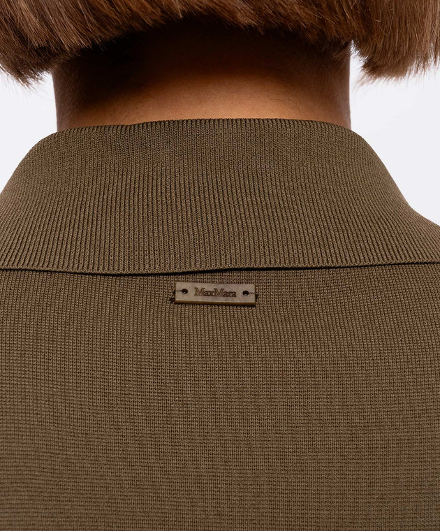 Max Mara Топ MALPINO цвета хаки с воротником-поло MXMALPINO изображение 5
