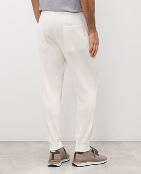 Brunello Cucinelli Белые джогеры в рубчик M29201019G