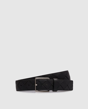 Bottega Veneta Чорні шкіряний ремінь Taurillon 855893V5I51