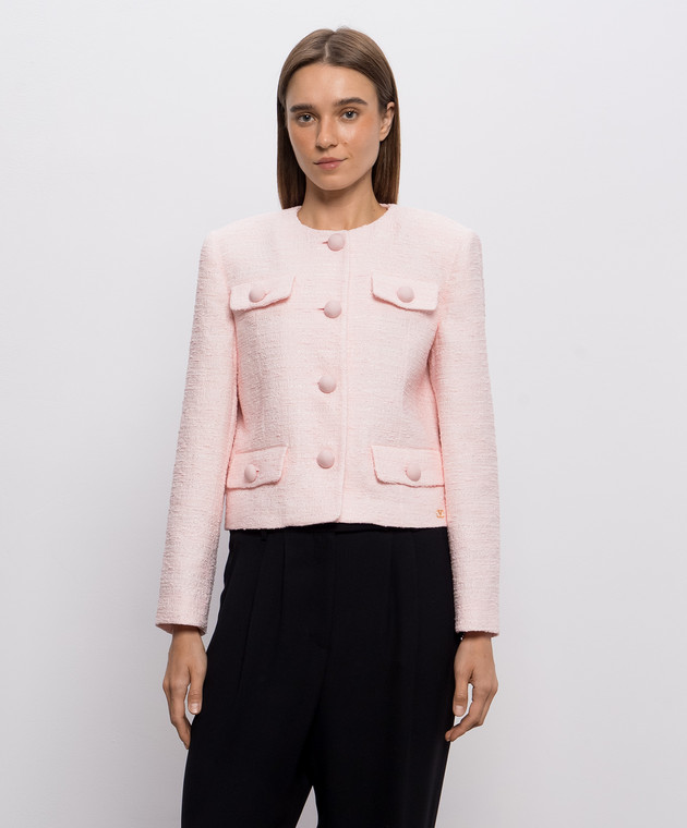 Valentino Розовый твидовый жакет 9B3CE615A99 изображение 2