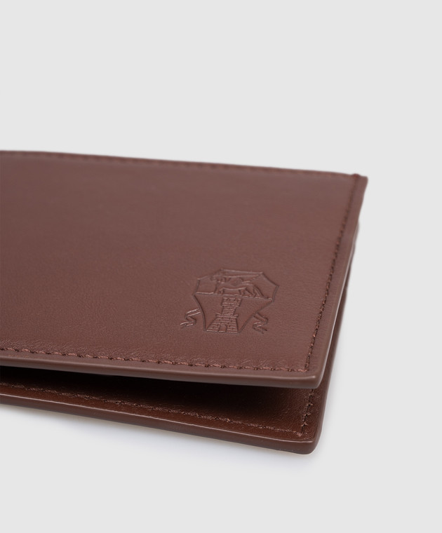 Brunello Cucinelli Коричневый кожаный портмоне с тиснением эмблемы MWZNBU440 изображение 4