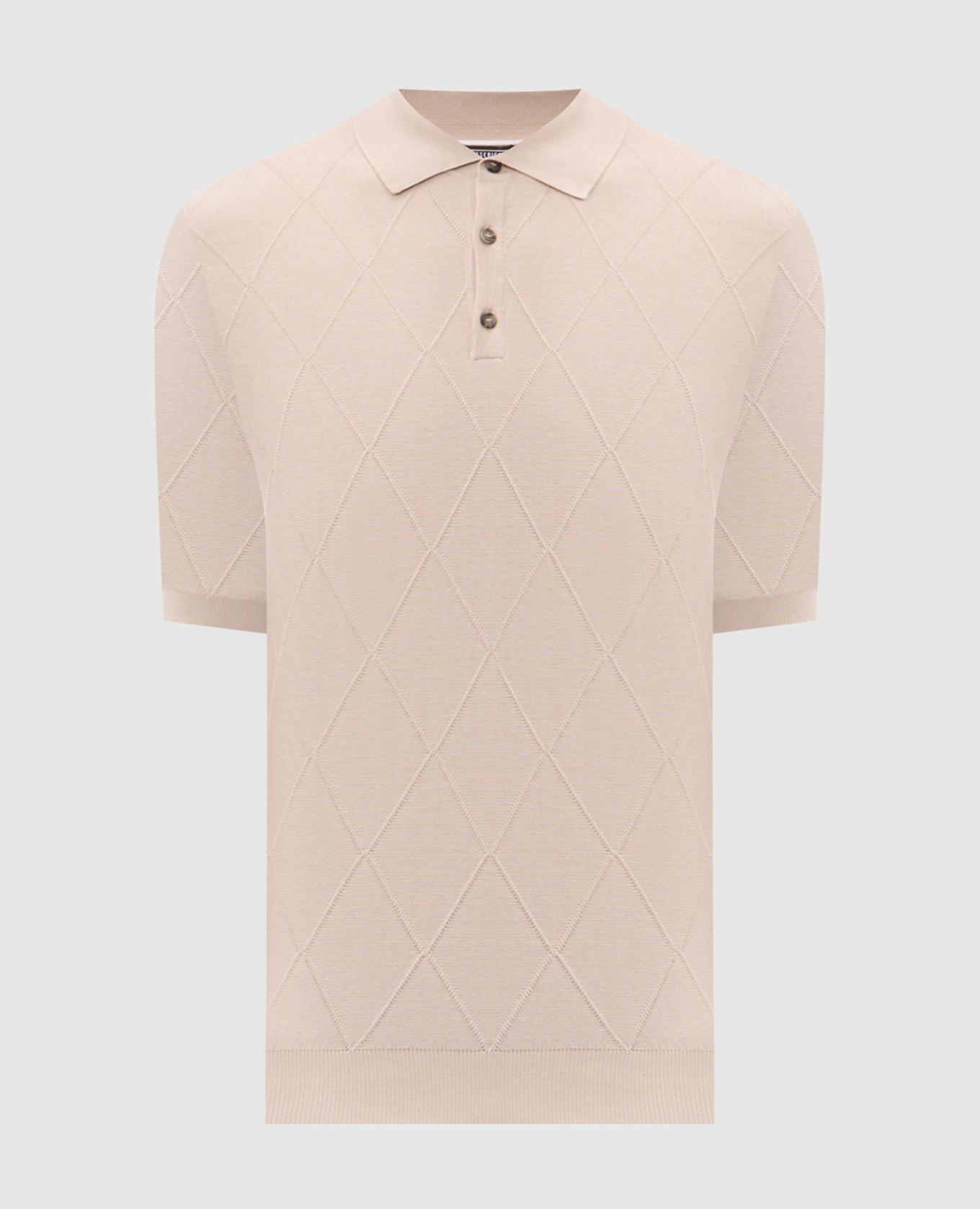 Бежевое поло в геометрический узор