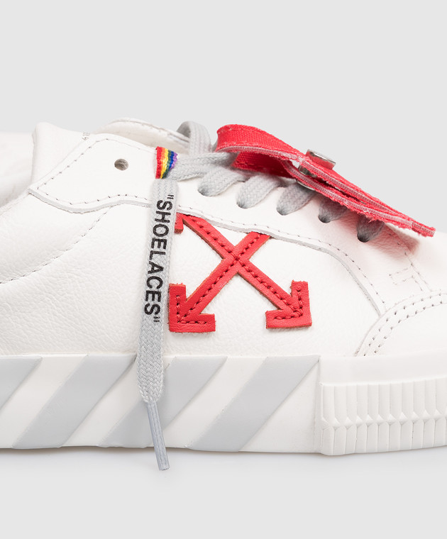 Off-White Детские белые кожаные кроссовки Vulcanized OBIA003S26LEA001 изображение 5