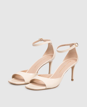 Stuart Weitzman Бежеві шкіряні лаковані босоніжки NUDIST SJ074