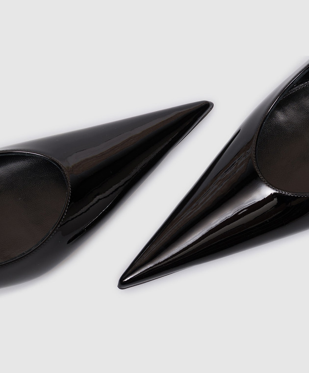 Saint Laurent Чорні шкіряні лаковані слінгбеки GUERMANTES 8705051TVAN зображення 5