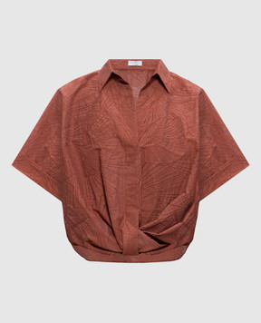 Brunello Cucinelli Терракотовая рубашка в узор MQ988MX626