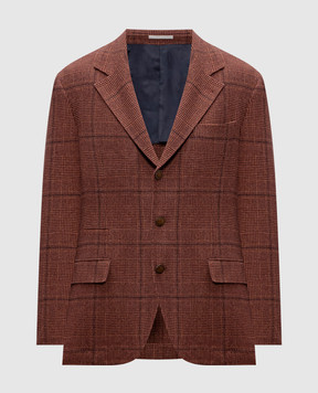 Brunello Cucinelli Коричневый пиджак из шелка, шерсти и кашемира MV4647BTDH