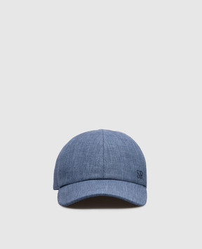 Stefano Ricci Синя кепка з льону, вовни та шовку MCV61NV18FB127HA