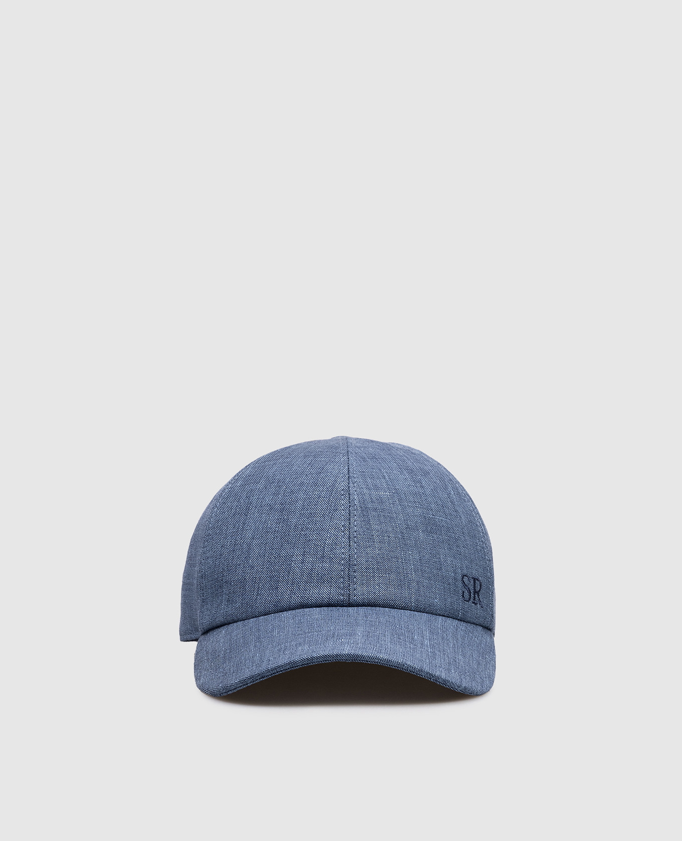 Синяя кепка из льна, шерсти и шелка