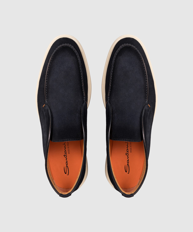 Santoni Синие замшевые дезерты с фактурным логотипом MGDG17823TICBGEX изображение 4