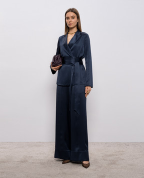 JOSEPH Синій двобортний жакет із шовку Archer JF009608