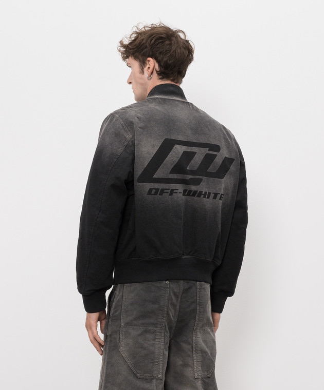 Off-White Черный джинсовый бомбер с принтом логотипа 44XEH05OS26F001 изображение 4