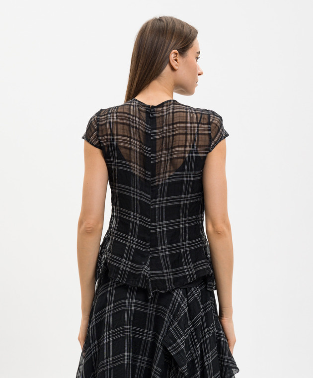 Marc Le Bihan Чорний топ з шовком в клітинку 2666 зображення 4