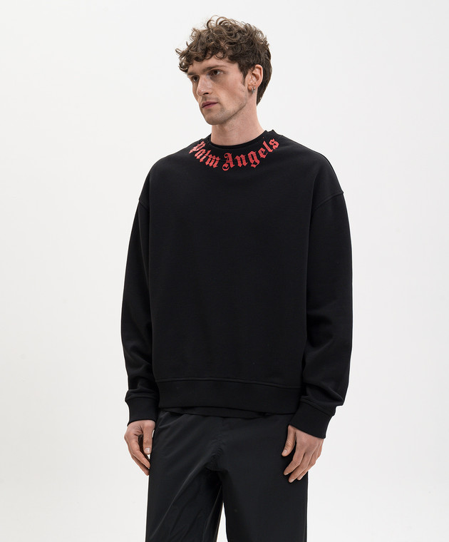 Palm Angels Черный свитшот с контрастным логотипом PMBA08HS26FLE004 изображение 3