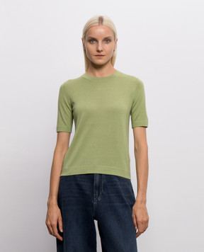 Max Mara Weekend Зеленый топ TAPIOCA из шерсти, шелка и кашемира WKDTAPIOCA