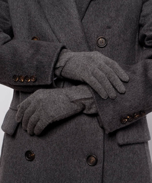 Brunello Cucinelli Серые перчатки из кашемира с цепочкой мониль M12147189 изображение 2