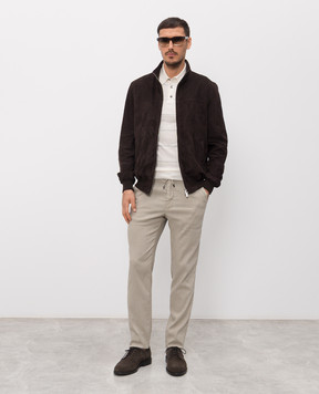 Enrico Mandelli Поло цвета айвори в полоску 3K022A5645