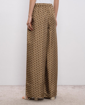 Max Mara Коричневі палаццо CLARINO із шовку MXMCLARINO