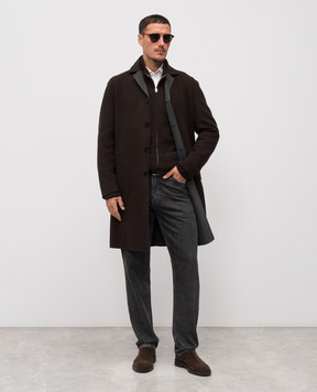 Stefano Ricci Коричневе пальто з вовни M1ZSDB4000W0001P