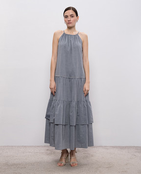 Peserico Серое платье макси с оборками S0223702683