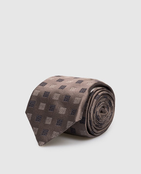 Brunello Cucinelli Сіра краватка із шовку у візерунок MX8600018