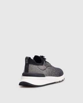 Brunello Cucinelli Сині кросівки з фактурним логотипом MZUEHRO342