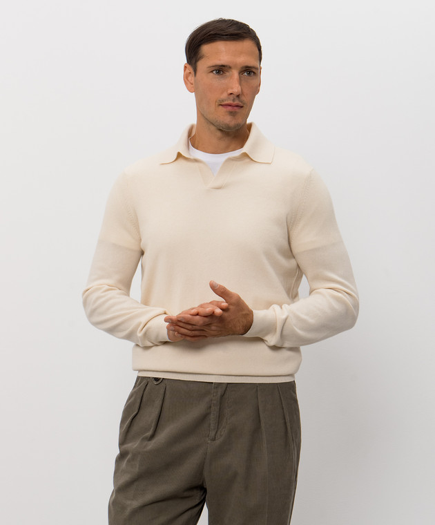 Brunello Cucinelli Бежевое поло из кашемира M22203805 изображение 3