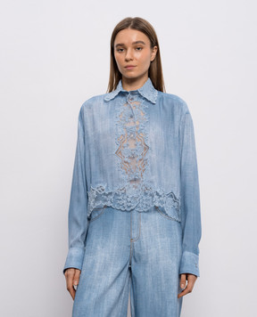 Ermanno Scervino Блакитна блуза з мереживом D482K392APEMY