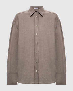 Brunello Cucinelli Бежевая рубашка из шерсти MP550M1M06