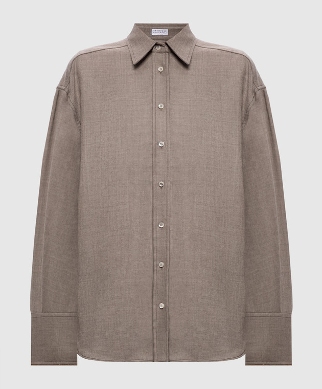 Brunello Cucinelli Бежевая рубашка из шерсти MP550M1M06
