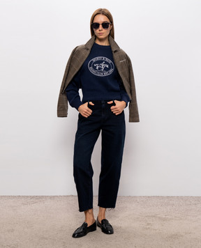 Sporty & Rich Синий свитер Joconde Riding Club из шерсти WS11785000BL106