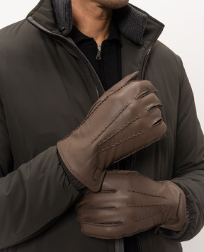 Trussardi Коричневі шкіряні рукавички E302X000003NMG001L40