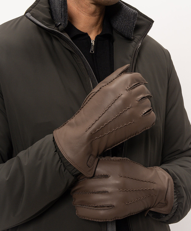 Trussardi Коричневі шкіряні рукавички E302X000003NMG001L40 зображення 2
