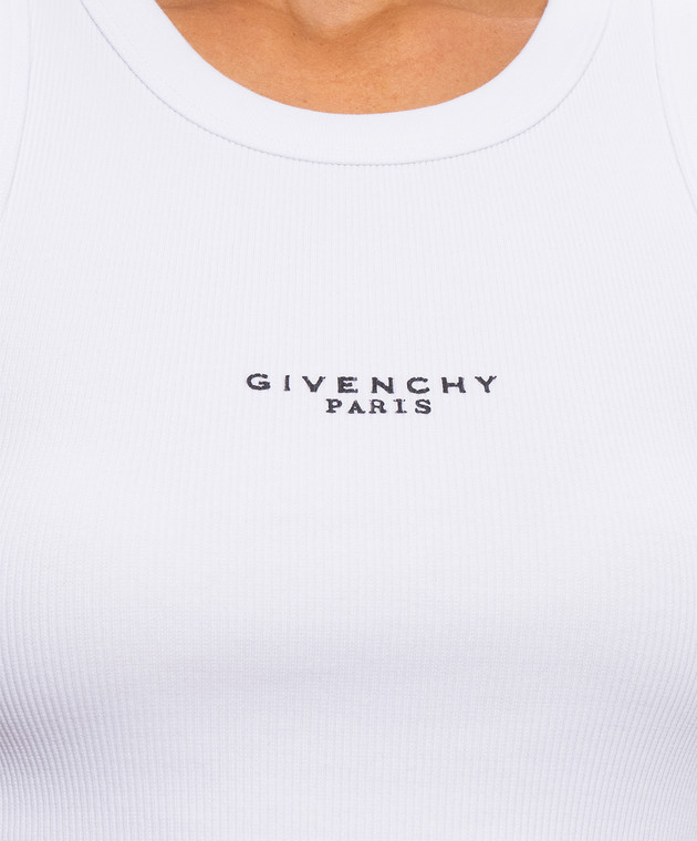 Givenchy Белая майка в рубчик BW70FPP7BR изображение 5