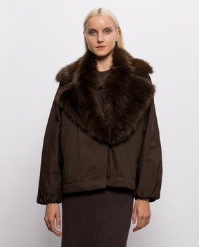 Twinset Коричневая куртка со съемным воротником 262TP2181