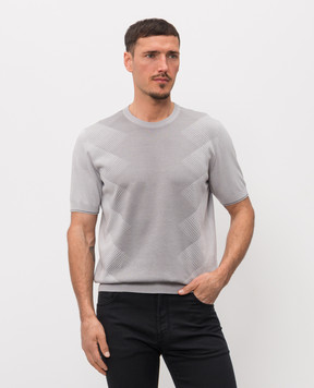 Stefano Ricci Сіра футболка з шовком K818114G10F26280